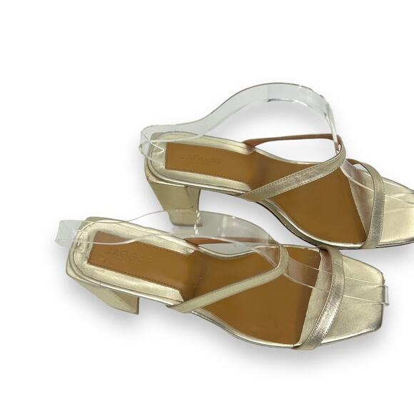 Jaggar X Revolve Square Heel in metallic Gold Size 40 Us Size 9 Strappy Sandals - Picture 7 of 16